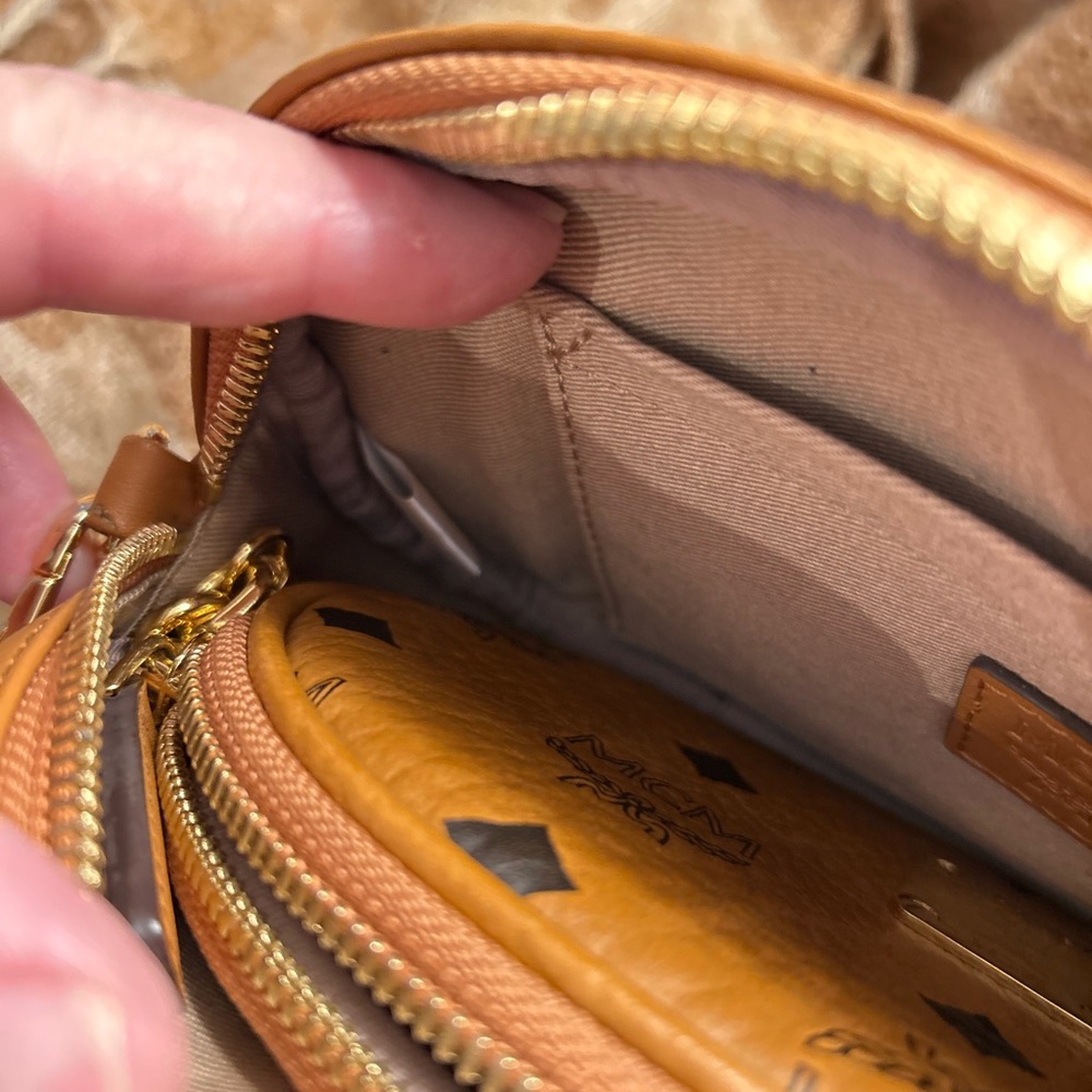 MCM Triple Pouch Signature Visetos Crossbody in Cognac - Picture 5 of 16